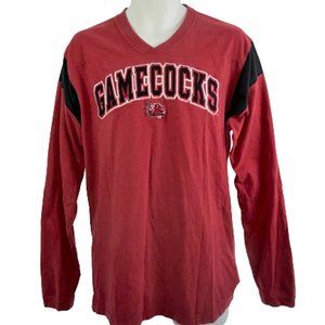 Men M PRO EDGE South Carolina SC GAMECOCKS Maroon Black Long Sleeve V-Neck Shirt